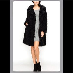 55.Faux Fur Black Coat